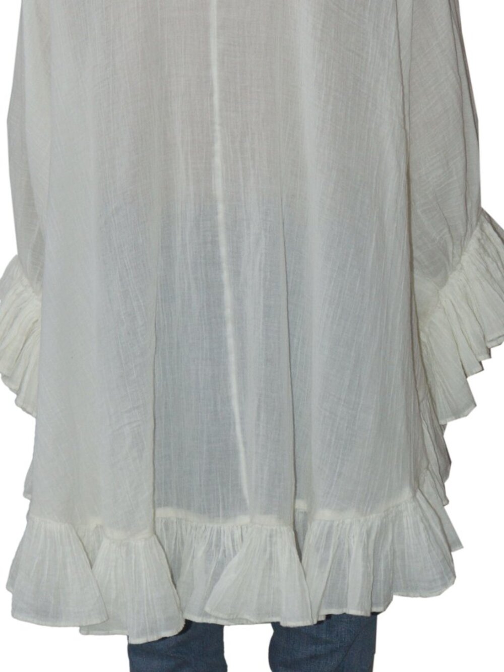 Free People Beachside Blaze Tunic Ruffle V Neck Tie Sheer Top XS - Picture 6 of 7